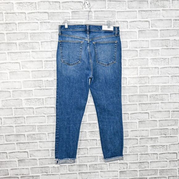 RE/DONE Women's 90s High Rise Ankle Crop Denim Jeans Distressed size 31 - Picture 3 of 13